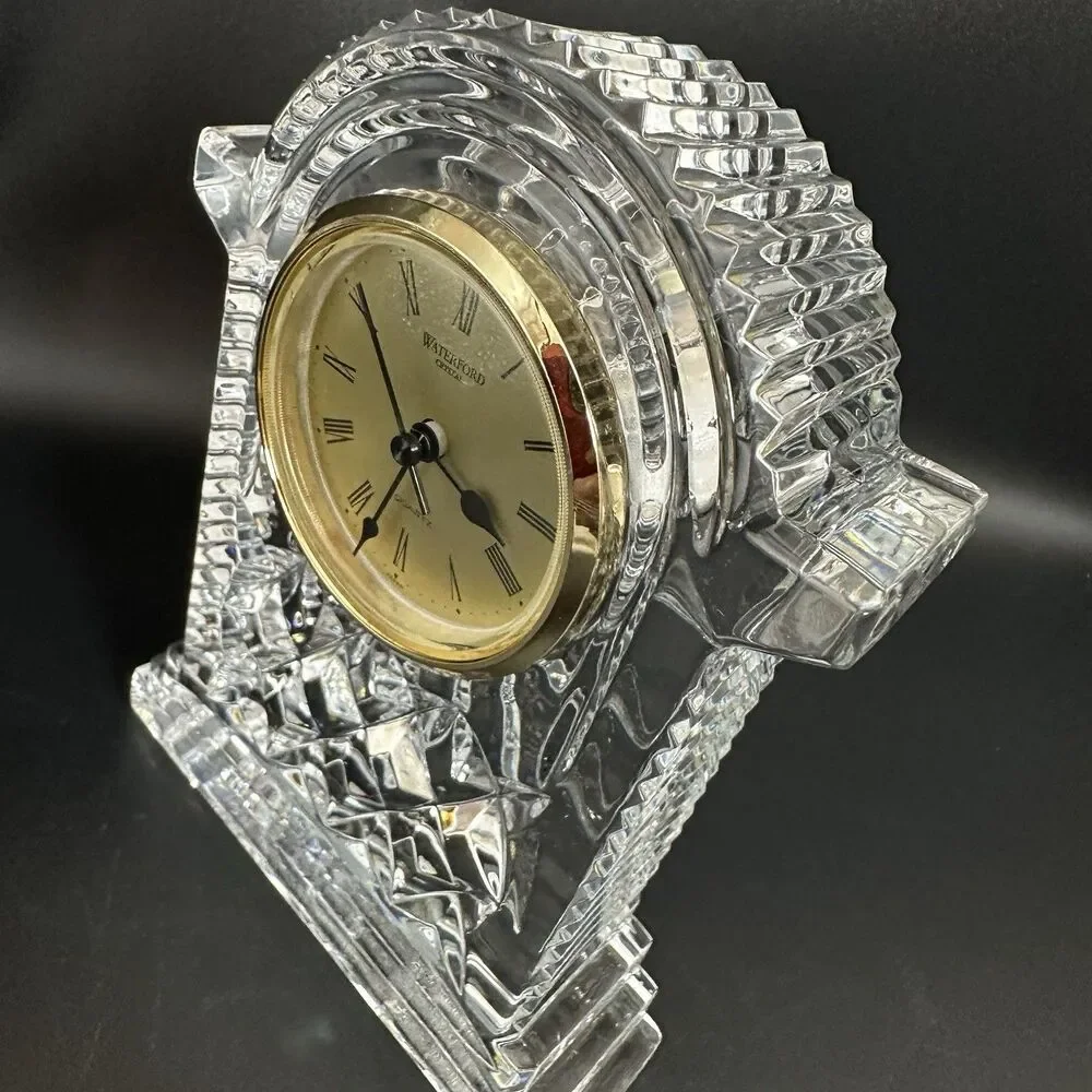 Waterford Crystal Lismore Carriage Clock Quartz Mantel Desk Tabletop Vintage